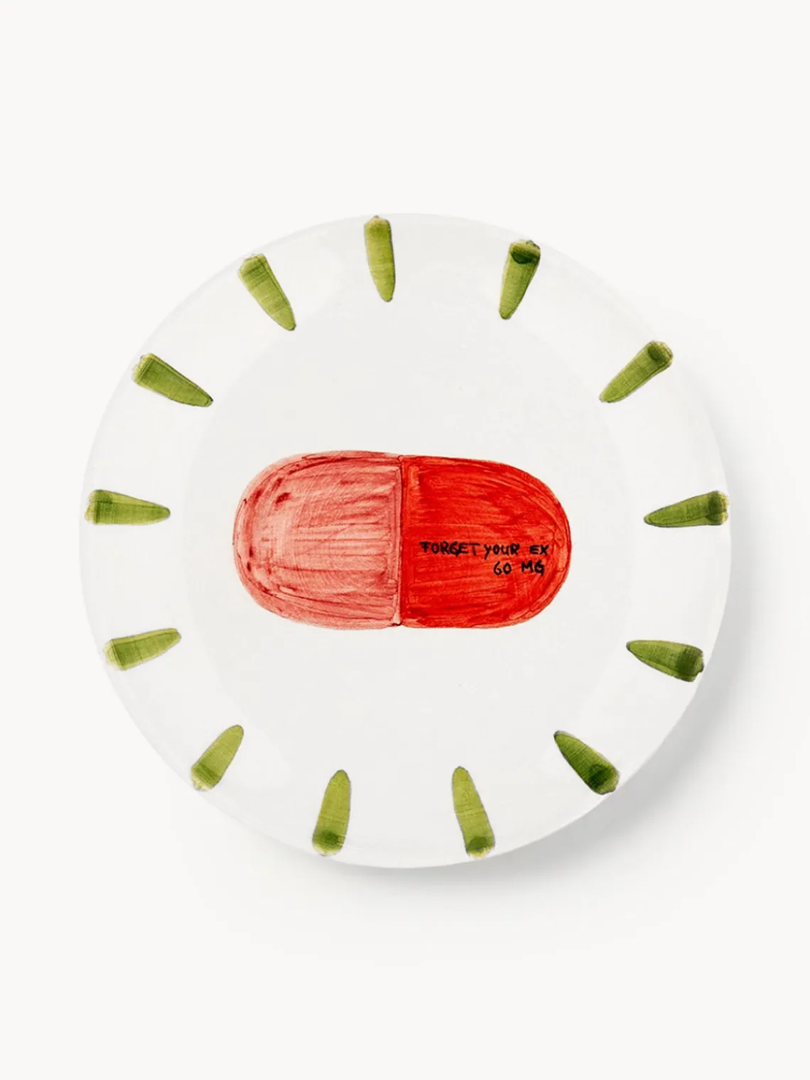 New Anna + Nina Assiette peinte à la main Forget Your Ex Pill