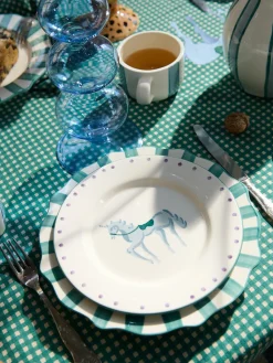 Online Anna + Nina Assiette plate peinte à la main Pine Scalloped