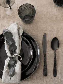 Discount Broste Copenhagen Assiettes à dessert artisanales Nordic Coal, 4 pièces Noir, chiné