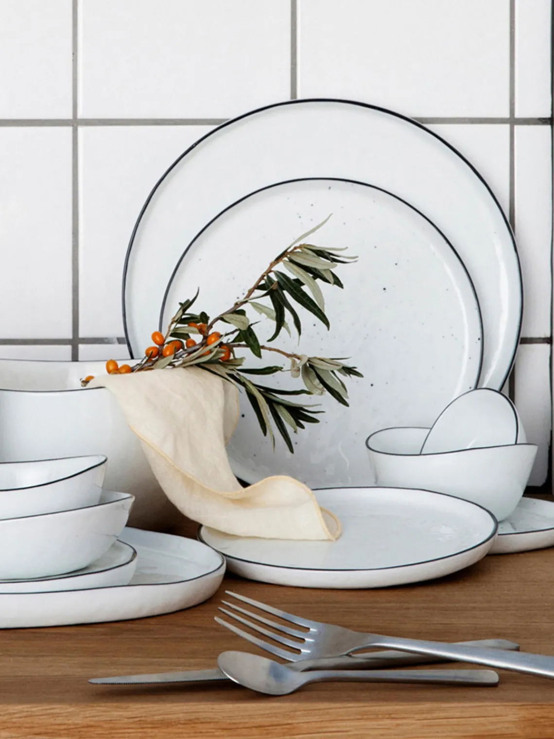 Fashion Broste Copenhagen Assiettes à dessert artisanales en porcelaine Salt, 4 pièces