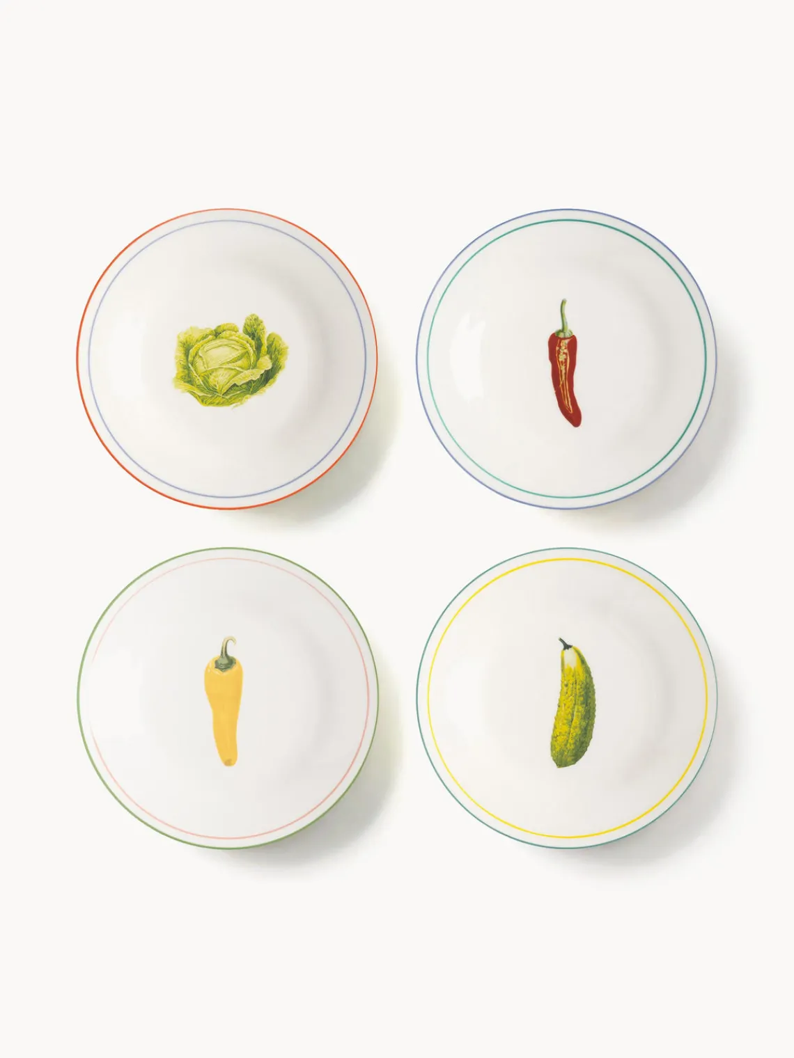 Hot &k Amsterdam Assiettes à dessert en porcelaine Fine Bone China Vegetable, 4 élém.