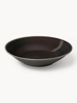 Sale Broste Copenhagen Assiettes creuses artisanales Nordic Coal, 4 pièces Noir, chiné