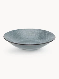 Clearance Broste Copenhagen Assiettes creuses artisanales Nordic Sea, 4 pièces Gris-bleu, chiné
