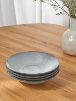 Clearance Broste Copenhagen Assiettes creuses artisanales Nordic Sea, 4 pièces Gris-bleu, chiné