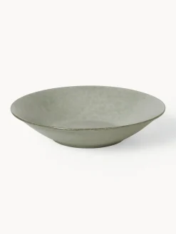 New Broste Copenhagen Assiettes creuses artisanales Nordic Marsh, 4 pièces Vert sauge, chiné