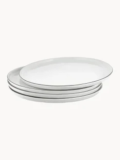 Online Broste Copenhagen Assiettes plates artisanales en porcelaine Salt, 4 pièces