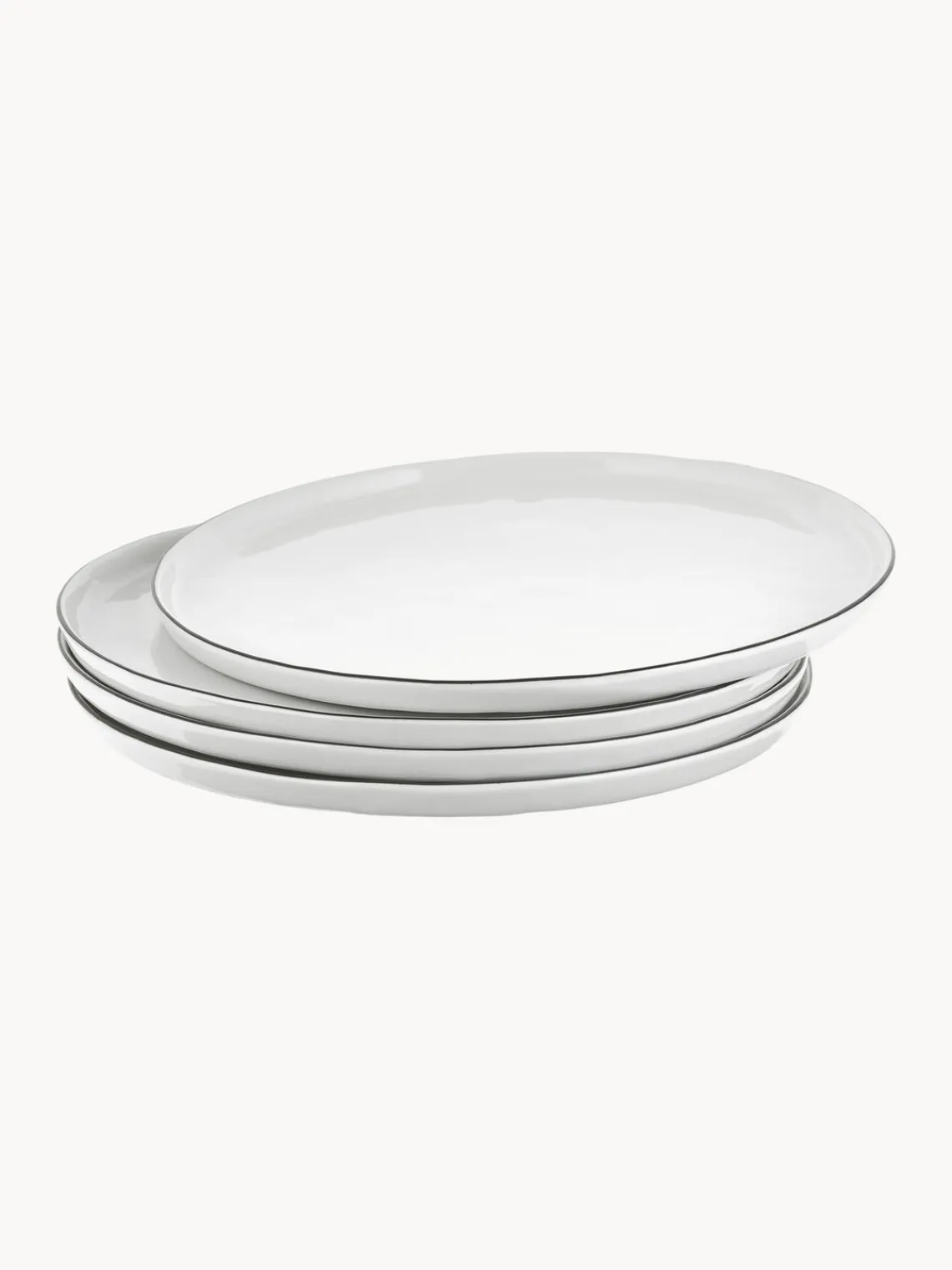 Online Broste Copenhagen Assiettes plates artisanales en porcelaine Salt, 4 pièces