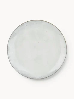 New Broste Copenhagen Assiettes plates artisanales Nordic Sand, 4 pièces Gris clair, chiné
