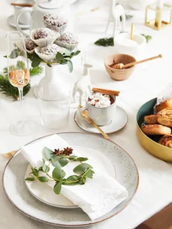 New Broste Copenhagen Assiettes plates artisanales Nordic Sand, 4 pièces Gris clair, chiné