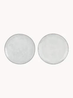 New Broste Copenhagen Assiettes plates artisanales Nordic Sand, 4 pièces Gris clair, chiné
