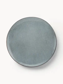 Best Broste Copenhagen Assiettes plates artisanales Nordic Sea, 4 pièces Gris-bleu, chiné