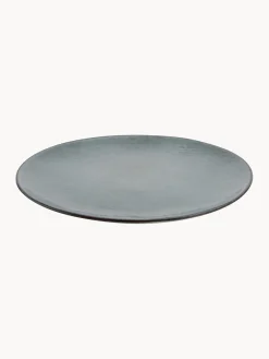 Best Broste Copenhagen Assiettes plates artisanales Nordic Sea, 4 pièces Gris-bleu, chiné