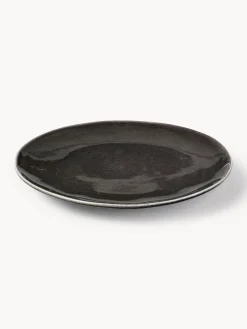 Clearance Broste Copenhagen Assiettes plates artisanales Nordic Coal, 4 pièces Noir, chiné