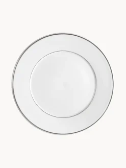 New Meissen Assiettes plates artisanales en porcelaine Vitruv, 2 pièces Blanc avec bord platine