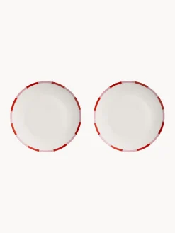 Sale &k Amsterdam Assiettes plates au design de Noël Bliss, 2 pièces Blanc, rose pâle, rouge corail