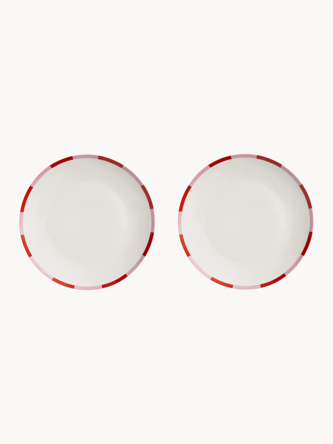 Sale &k Amsterdam Assiettes plates au design de Noël Bliss, 2 pièces Blanc, rose pâle, rouge corail