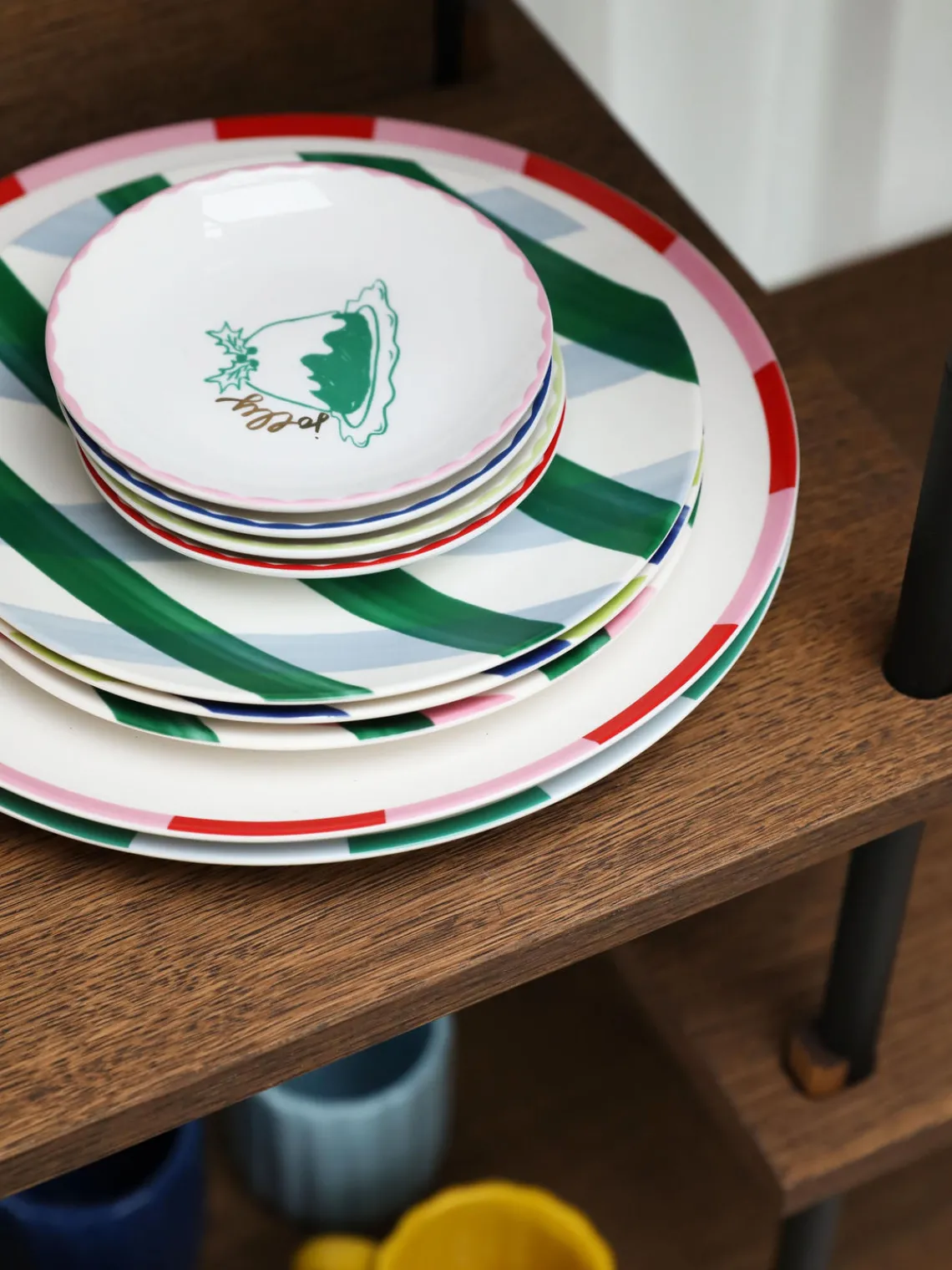 Hot &k Amsterdam Assiettes plates au design de Noël Bliss, 2 pièces Blanc, vert