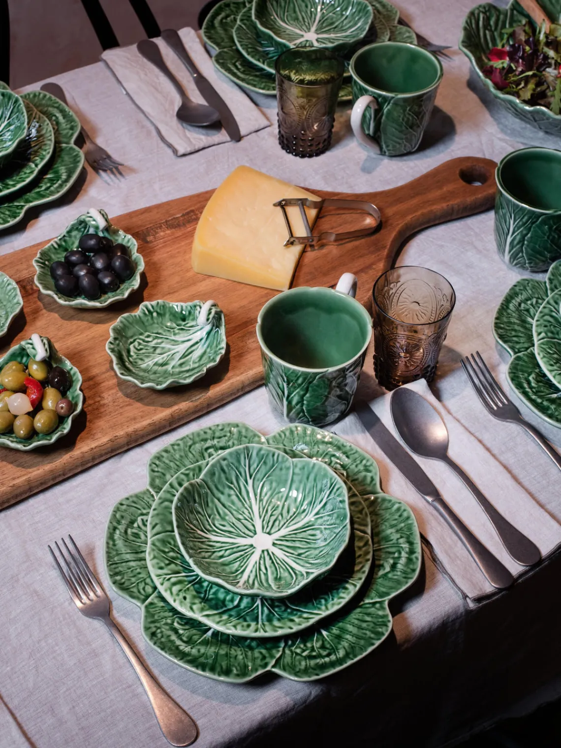 New BORDALLO PINHEIRO Assiettes plates Cabbage, 4 pièces