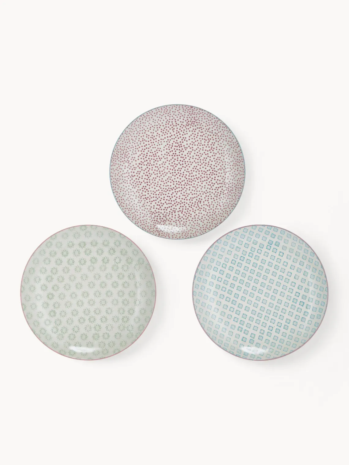 Discount Bloomingville Assiettes plates peintes à la main Patrizia, 3 élém.