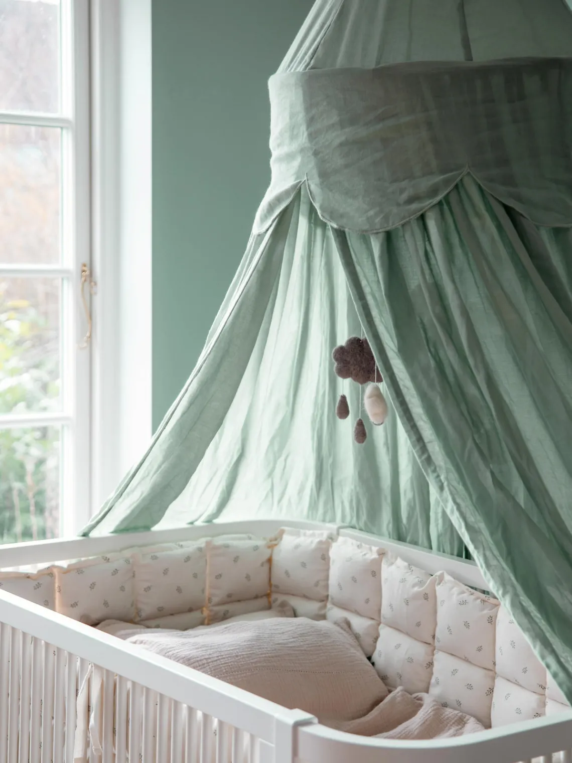Online Sebra Baldaquin en coton bio Stars Vert menthe