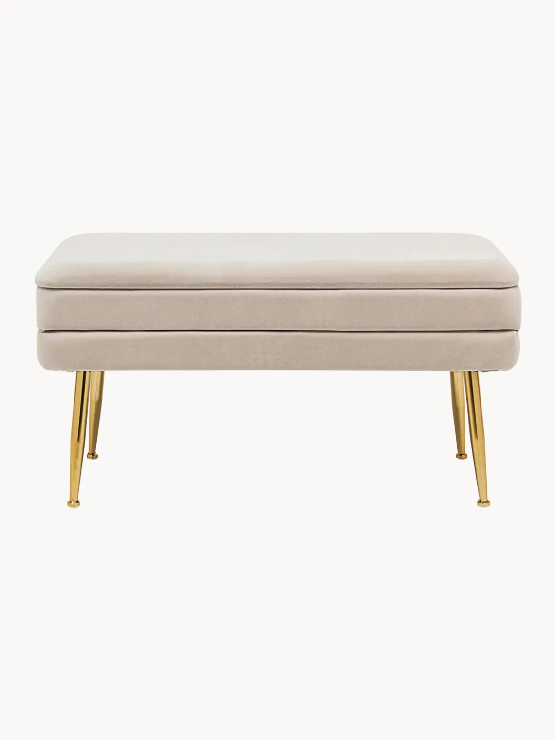 Sale Bizzotto Banc en velours avec rangement Pavlina Velours beige clair, pieds dorés