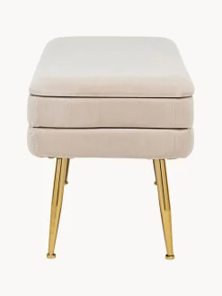 Sale Bizzotto Banc en velours avec rangement Pavlina Velours beige clair, pieds dorés