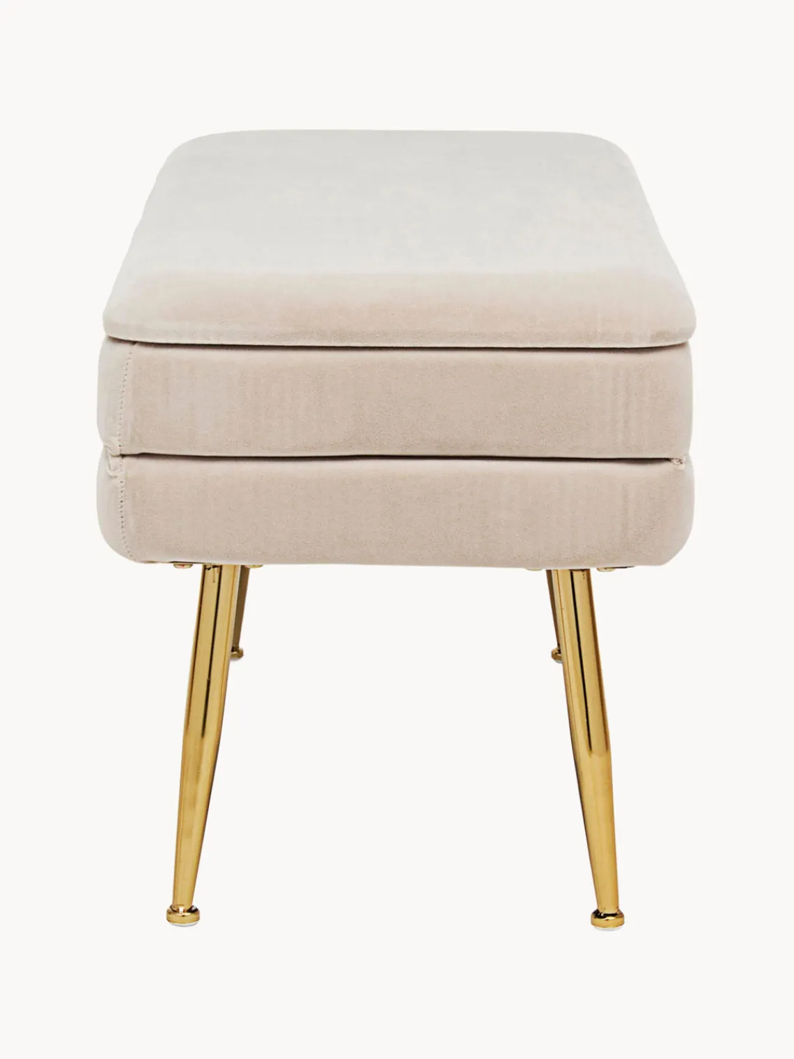 Sale Bizzotto Banc en velours avec rangement Pavlina Velours beige clair, pieds dorés
