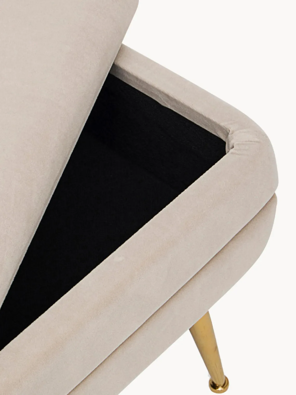 Sale Bizzotto Banc en velours avec rangement Pavlina Velours beige clair, pieds dorés