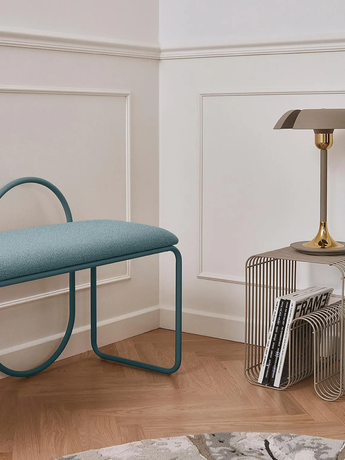 New AYTM Banc rembourré Angui Tissu gris-bleu