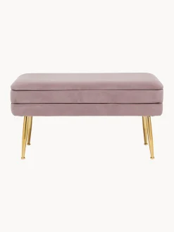 Discount Bizzotto Banquette en velours avec rangement Pavlina Velours mauve, pieds dorés