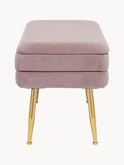 Discount Bizzotto Banquette en velours avec rangement Pavlina Velours mauve, pieds dorés