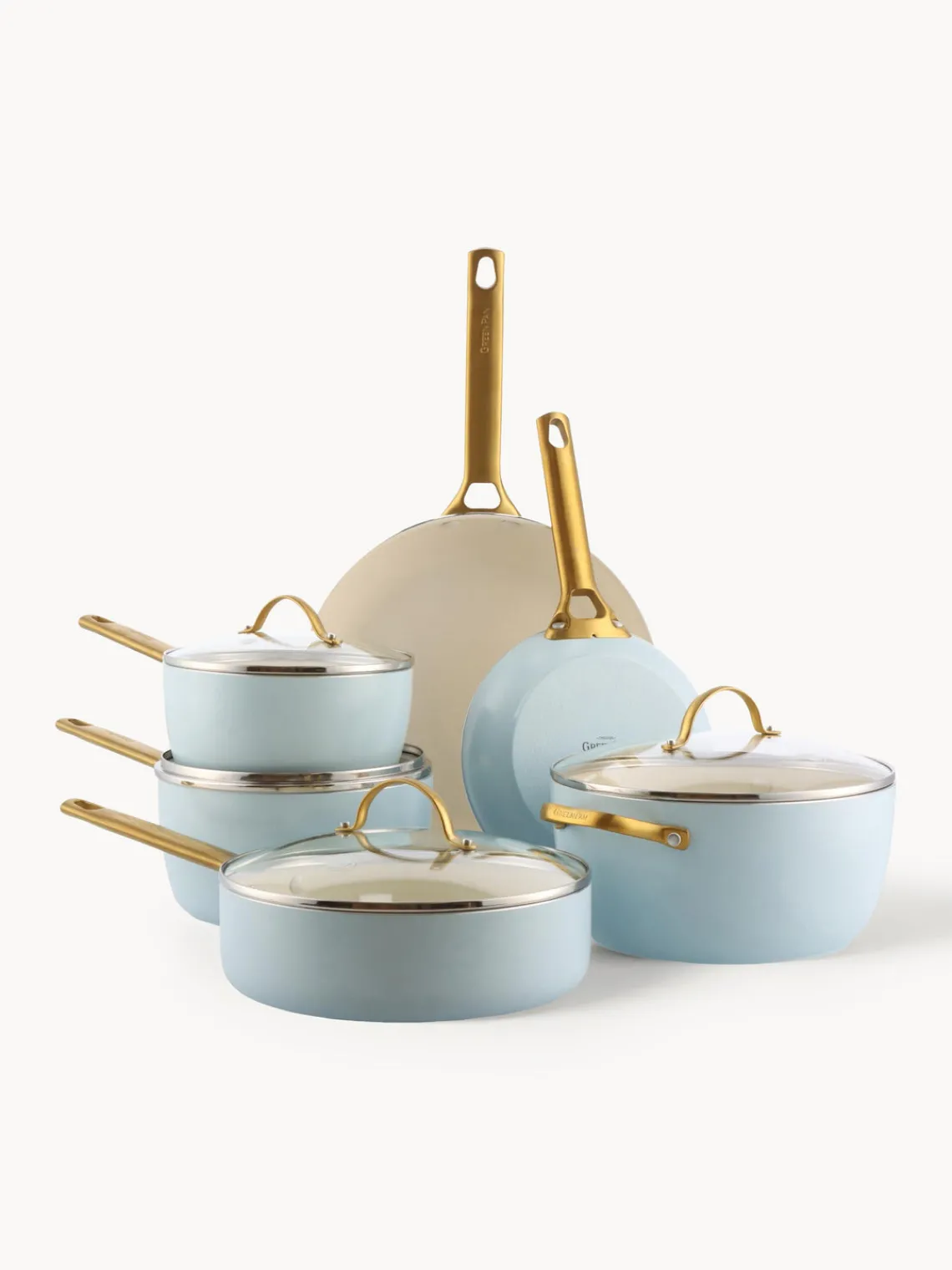 Best GreenPan Batterie de cuisine avec revêtement antiadhésif Padova, 10 élém. Bleu ciel, doré