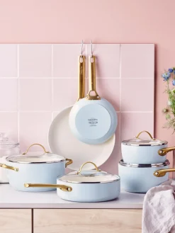 Best GreenPan Batterie de cuisine avec revêtement antiadhésif Padova, 10 élém. Bleu ciel, doré
