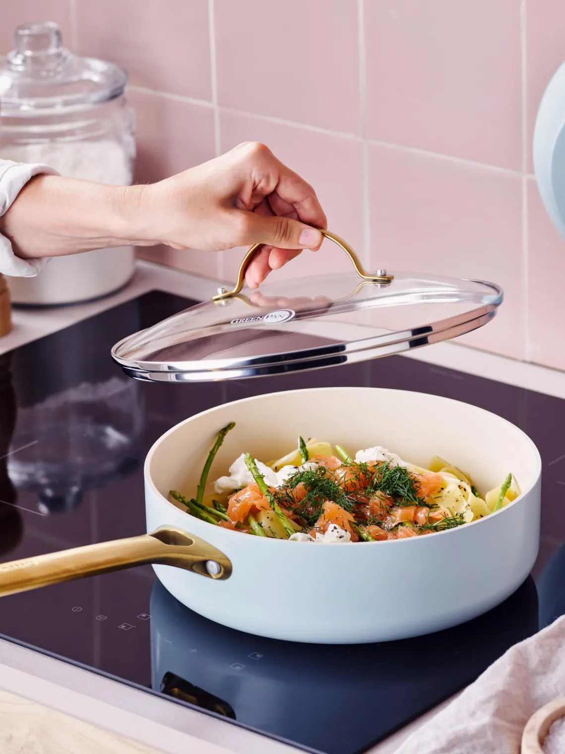 Best GreenPan Batterie de cuisine avec revêtement antiadhésif Padova, 10 élém. Bleu ciel, doré