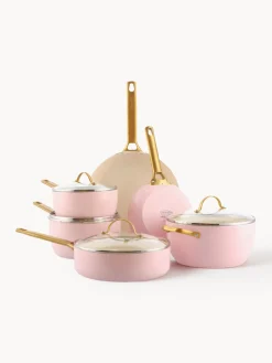 Clearance GreenPan Batterie de cuisine avec revêtement antiadhésif Padova, 10 élém. Rose, blanc crème, doré