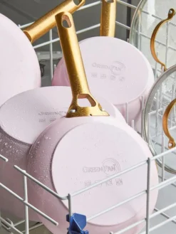 Clearance GreenPan Batterie de cuisine avec revêtement antiadhésif Padova, 10 élém. Rose, blanc crème, doré