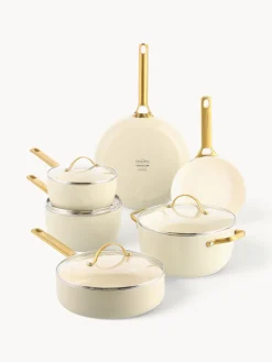 Sale GreenPan Batterie de cuisine avec revêtement antiadhésif Padova, 10 élém. Blanc crème, doré