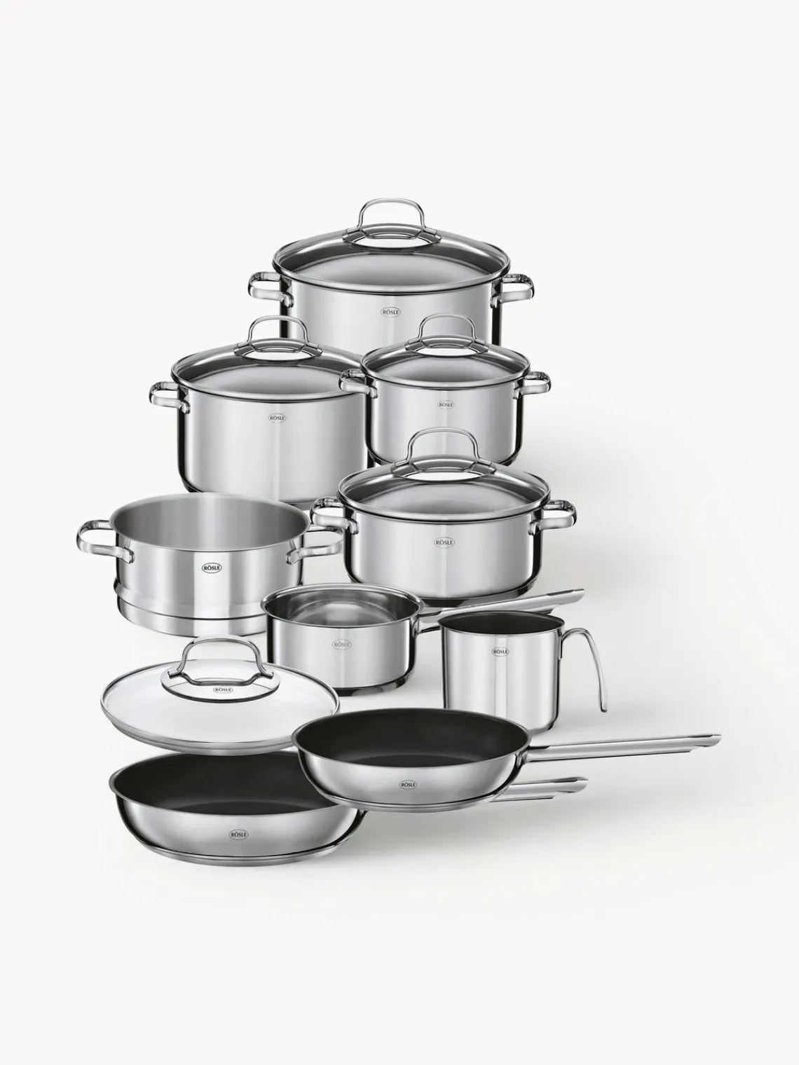 Fashion RÖSLE Batterie de cuisine en acier inoxydable Elegance, 10 élém.