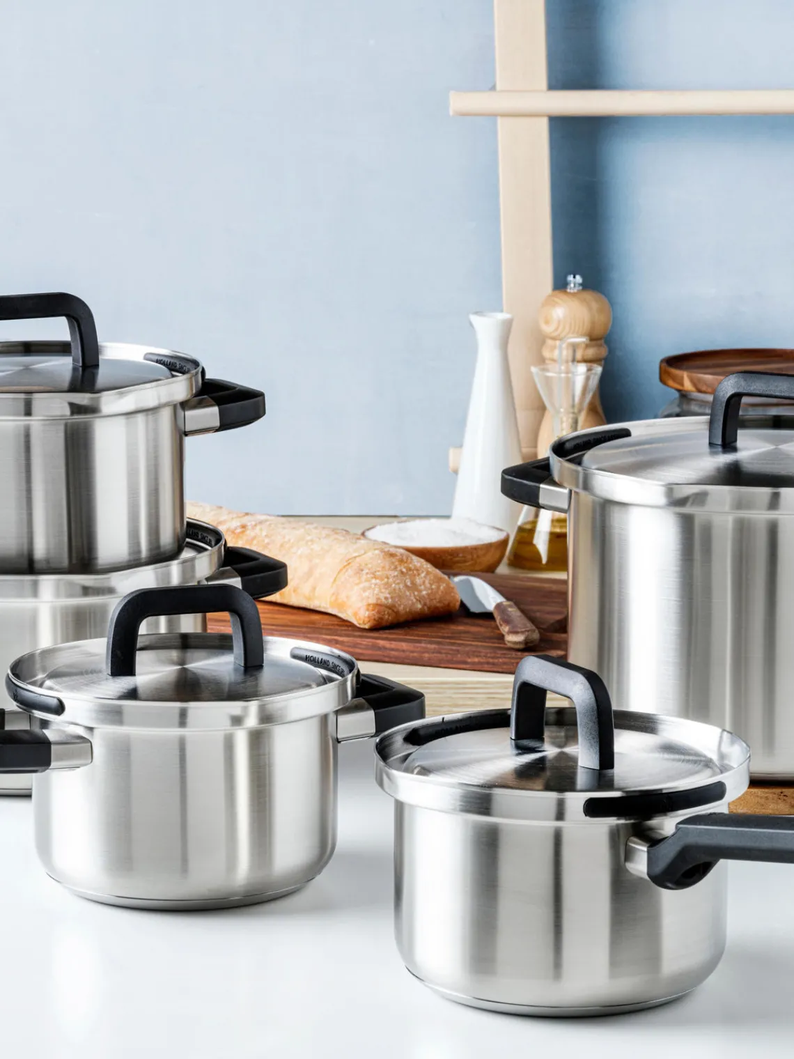Online BK Batterie de cuisine en acier inoxydable Q-Linair, 5 élém. Argenté