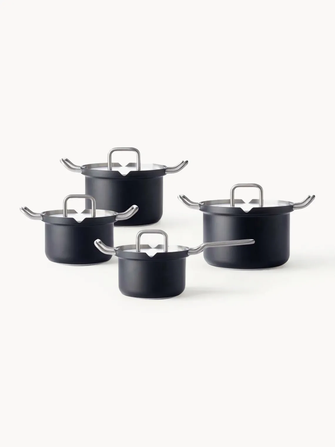 Discount BK Batterie de cuisine en acier inoxydable Q-Linair, 4 élém. Noir