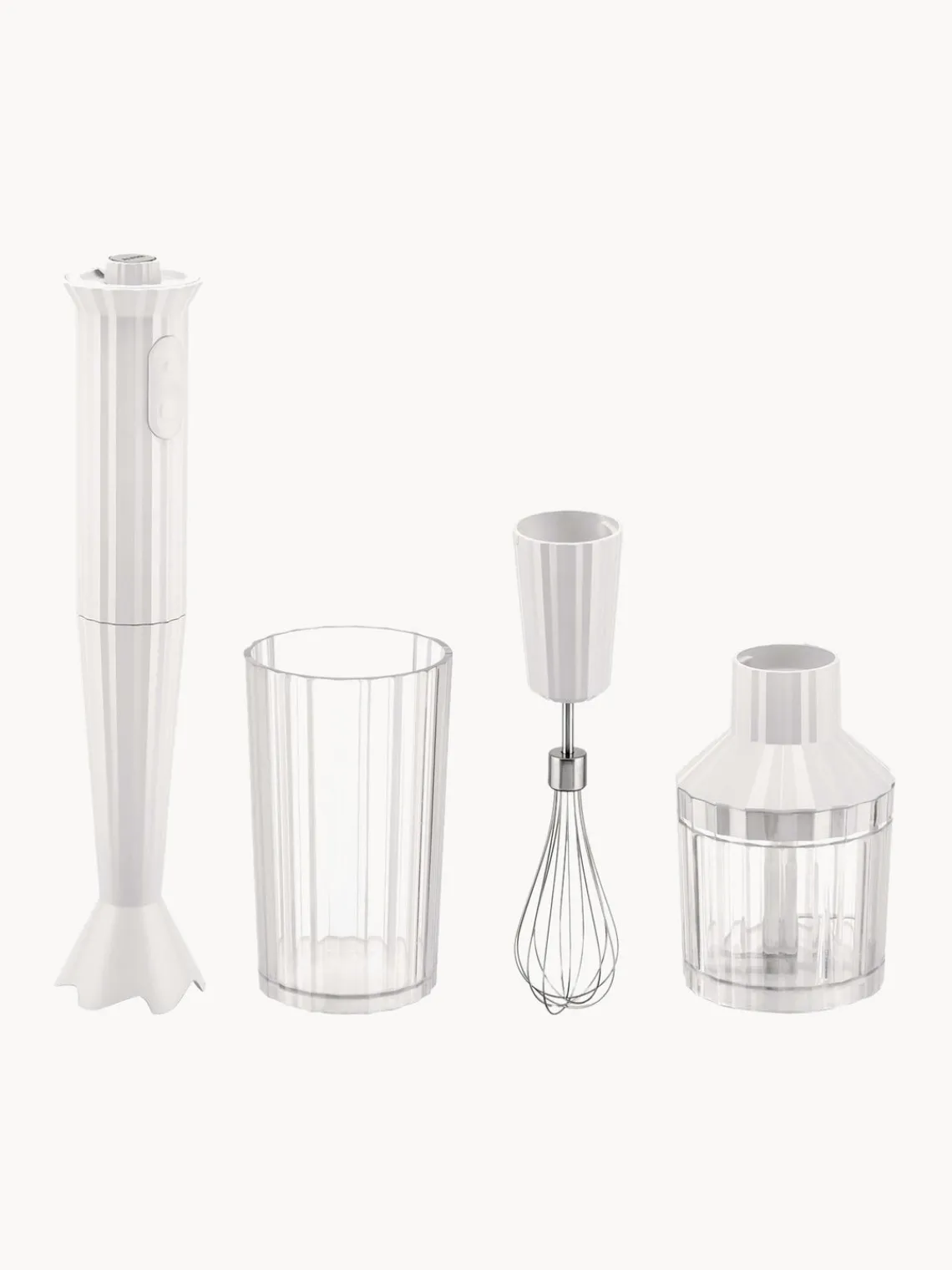 Fashion ALESSI Blender plongeant avec accessoires Plissé, 4 élém. Blanc cassé, mat