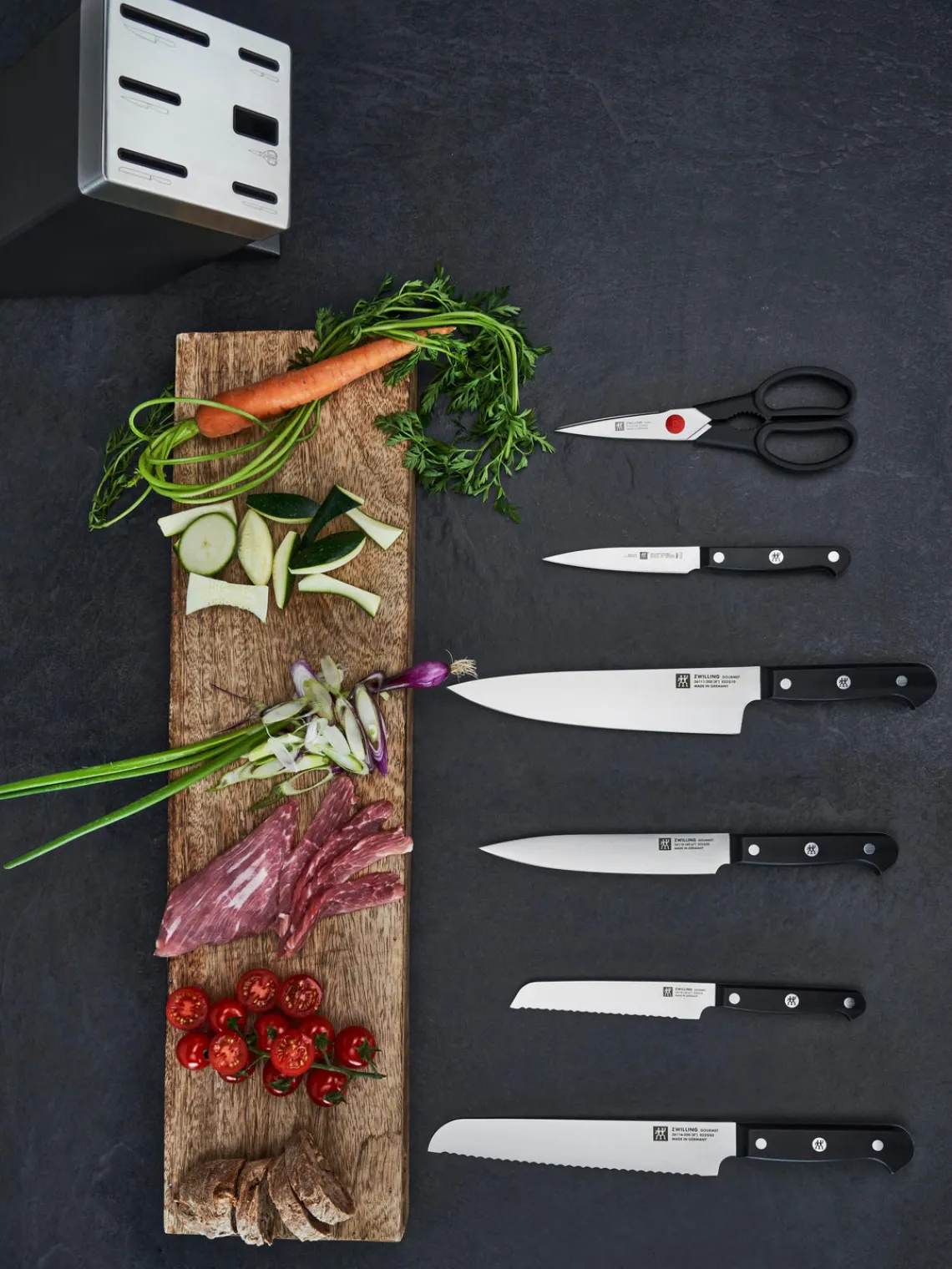 Clearance ZWILLING Bloc couteaux auto-affûtants Gourmet, 7 élém. Gris, argenté, noir