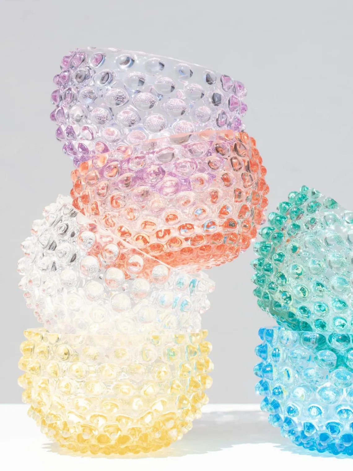 Hot ANNA VON LIPA Bols à snacks soufflés bouche Hobnail, 4 pièces Transparent