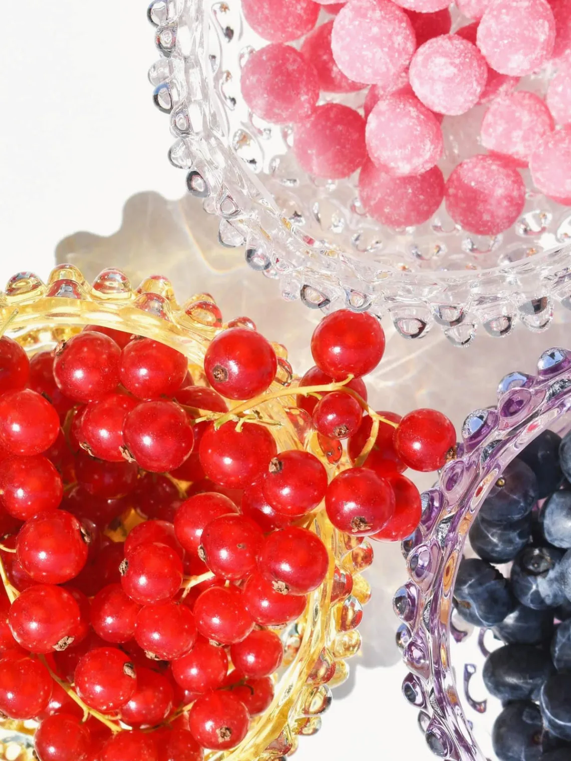 Hot ANNA VON LIPA Bols à snacks soufflés bouche Hobnail, 4 pièces Transparent