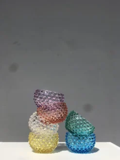 Hot ANNA VON LIPA Bols à snacks soufflés bouche Hobnail, 4 pièces Transparent