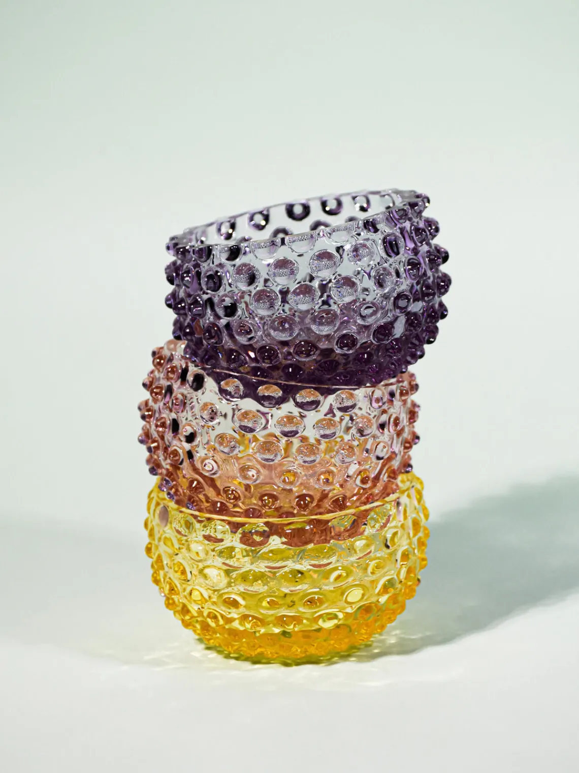 Best ANNA VON LIPA Bols à snacks soufflés bouche Hobnail, 4 pièces Rose pâle, transparent