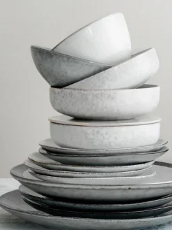 Hot Broste Copenhagen Bols artisanaux Nordic Sand, Ø 17 cm, 4 pièces Gris clair, chiné