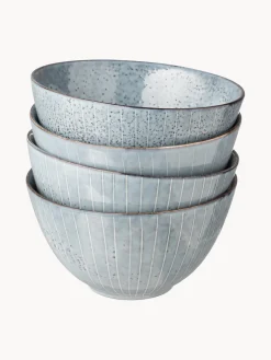 Hot Broste Copenhagen Bols artisanaux Nordic Sea, 4 pièces Gris-bleu, chiné