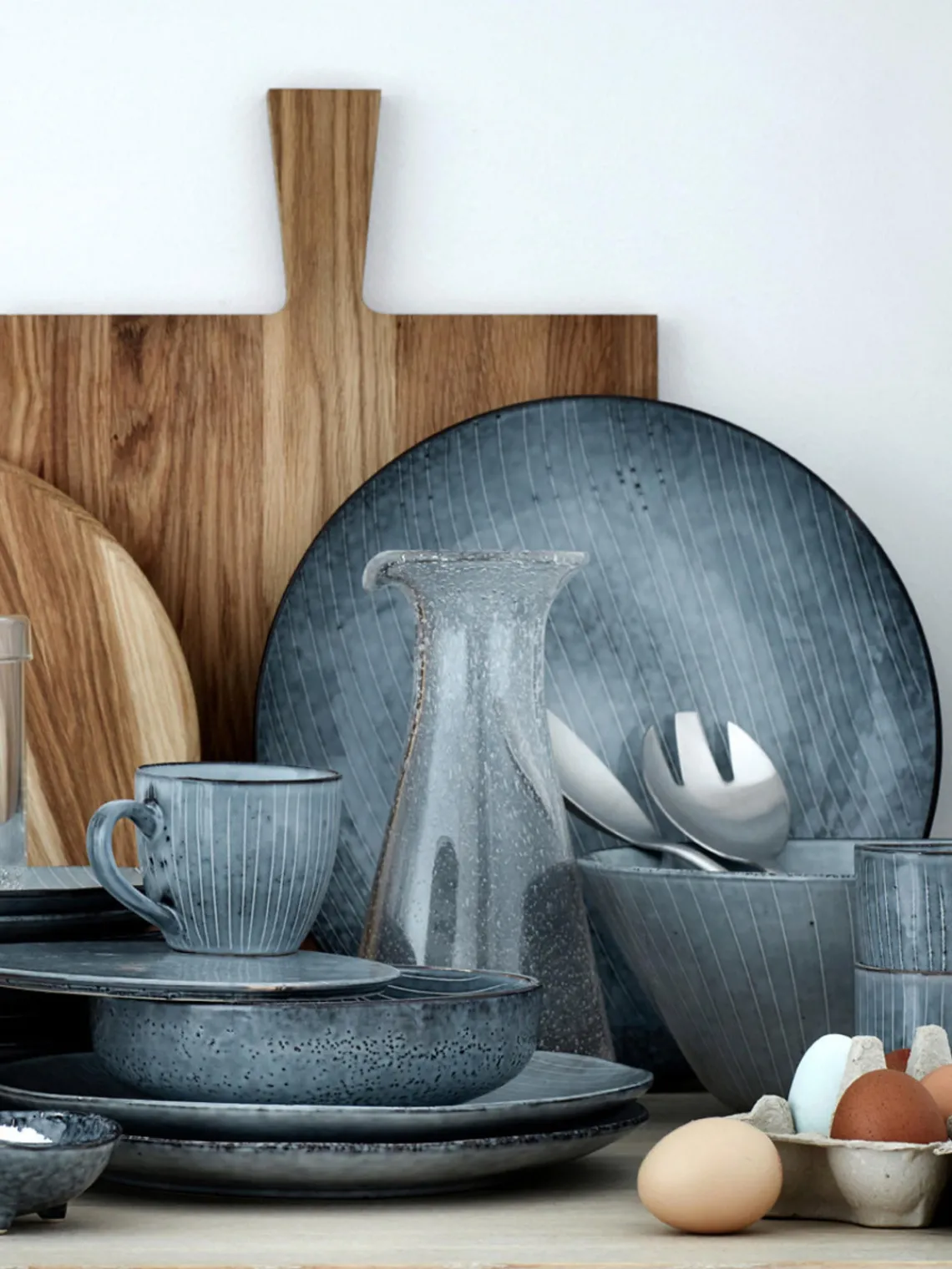 Outlet Broste Copenhagen Bols artisanaux Nordic Sea, Ø 17 cm, 4 pièces Gris-bleu, chiné