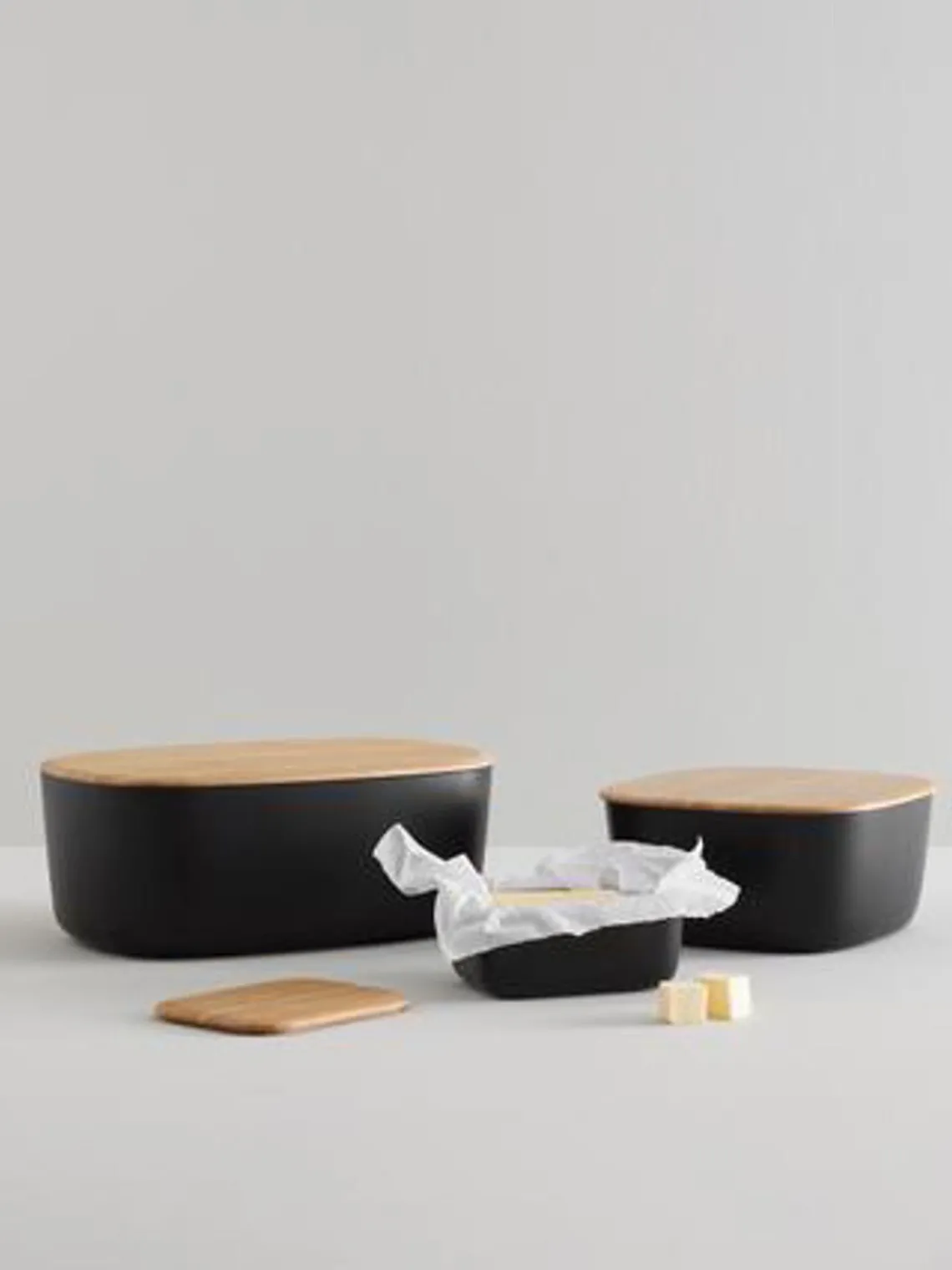 Fashion Rig-Tig Boîte à pain avec couvercle en bambou Box-It Noir, bambou